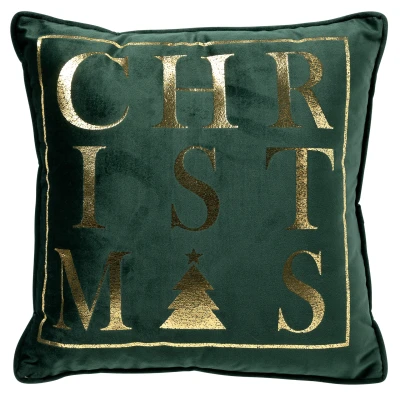 Afbeelding van CHRISTMAS Kussenhoes 45x45 cm Kerst Mountain View donkergroen