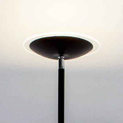 Afbeelding van Lindby LED vloerlamp met touchdimmer 1licht metaal, glas H: 180 cm zwart, transparant Inclusief lichtbron