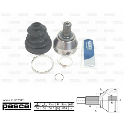 Afbeelding van PASCAL G1V022PC Homokineet Wielzijde VOLVO: V50, XC60 I, C30