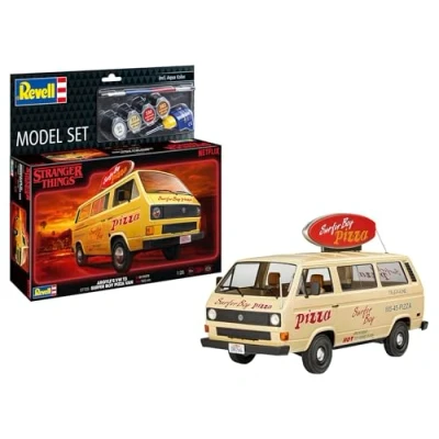 Afbeelding van 1:25 Revell 67725 Stranger Things Surfer Boy Argyle&#039;s VW T3 Pizza Bus Model Set Plastic Modelbouwpakket