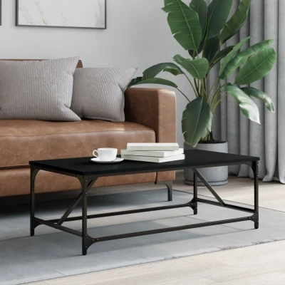 Afbeelding van Salontafel 100x50x35 cm bewerkt hout zwart