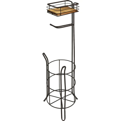 Afbeelding van Clayre &amp; Eef WC Rol houder 23x21x70 cm Bruin Ijzer Hout