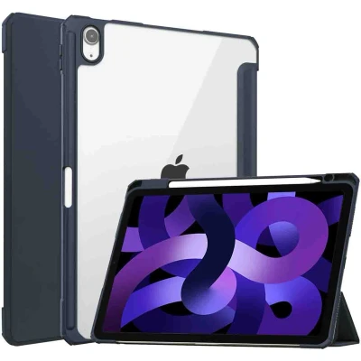 Afbeelding van iMoshion Tablet Hoes Geschikt voor iPad Air 4 (2020) /iPad 11 inch (2024) M2 / 5 (2022) Trifold Hardcase Bookcase Donkerblauw