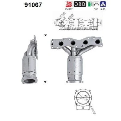 Afbeelding van AS 91067 Katalysator 350 SUZUKI: SWIFT 3