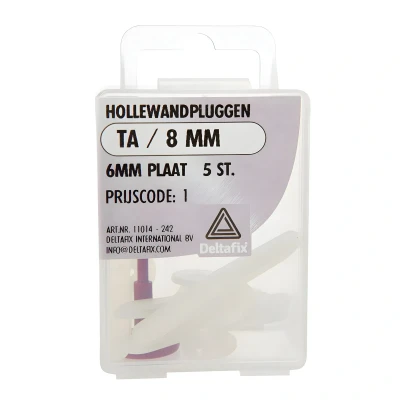 Afbeelding van HOLLEWANDPLUGGEN TC / 8 MM 15MM PLAAT dikte. 25 Stuks.wit. DeltafiX