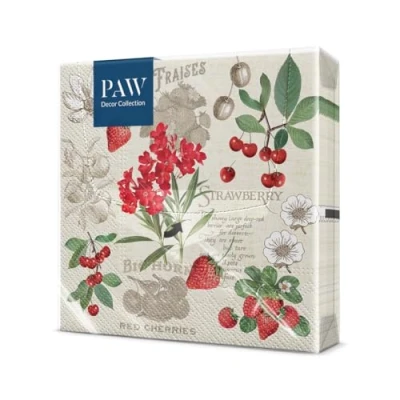Image de PAW Serviette Papier 3 Plis (33 x 33 cm) I Lot de 20 Parfait pour les Anniversaires, Partys, Mariages, la Kommunion et Célébrations Décoration Table Fruits d&#039;été