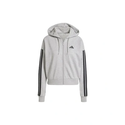 Afbeelding van adidas Sportswear Essentials 3STRIPES Sweater met rits Medium grey heather black, Dames, Maat: XS, black