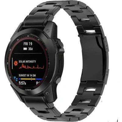 Afbeelding van Titanium schakelband Zwart Garmin Fenix 7X / 6X 5X