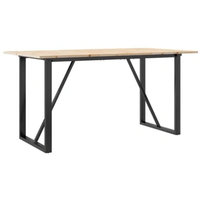 Afbeelding van vidaXL Eettafel O frame 160x80x75 cm massief grenenhout en gietijzer