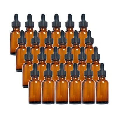 Afbeelding van Magic Season Boston Ronde glazen flessen (amber/30 ml met druppelaar/24 stuks)