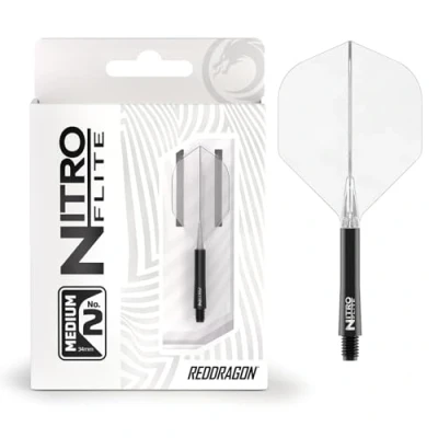 Afbeelding van RED DRAGON Darts Nitro Flite Flight &amp; Shaft Zwart/Transparant Medium