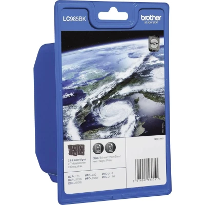 Afbeelding van Brother LC 985BKBP2 Inktcartridge Zwart Voordeelbundel 2 pack