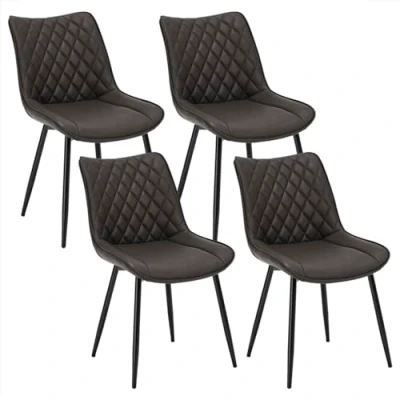 Afbeelding van WOLTU 4 X Eetkamerstoelen stoel woonkamer van Kunstleer en metaal,Keukenstoel Slaapkamer Antraciet,BH210an