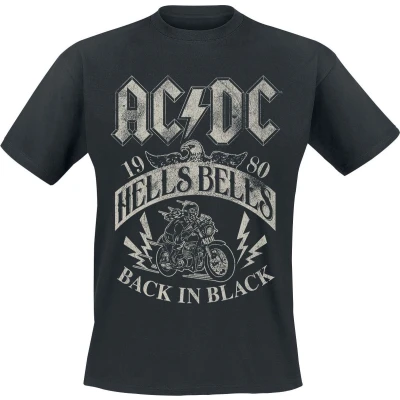 Afbeelding van Générique AC/DC Hells Bells 1980 Heren T shirt Korte Mouwen Zwart, Regular/Standaard Pasvorm, XXL, zwart.