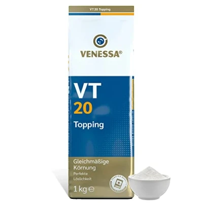 Afbeelding van Venessa VT 20 melkpoeder, topping voor koffieautomaten en koffiezetapparaten, 20% magere melk, 1 kg, premium koffievulling het verfijnen van koffie cappuccino