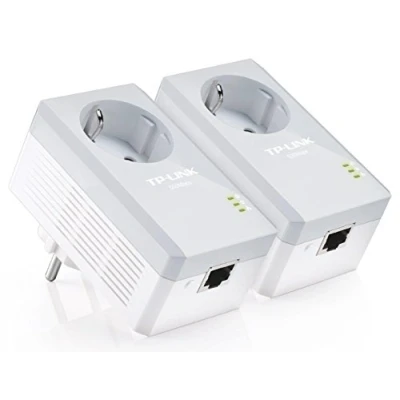 Afbeelding van TP Link Powerline AV500 (500 Mbps), TL PA4015PKIT, 1 Fast Ethernet poort, Ingebouwd stopcontact Franse versie, Set van 2 (alleen CPL) Wit