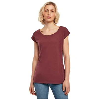 Afbeelding van Build Your Brand T shirt met brede kraag voor dames, Kersen