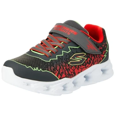 Afbeelding van Skechers Sneakers voor jongens en jongens, Charcoal Synthetic Lime Red Trim