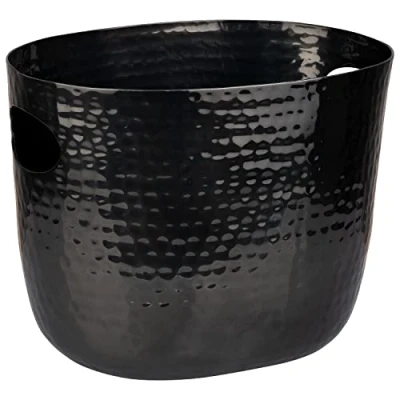 Afbeelding van APS 36109 Grote aluminium wijn /champagne emmer met 2 handgrepen aan de zijkant voor 1 flessen, metalen look, 25,5 x 19 20 cm
