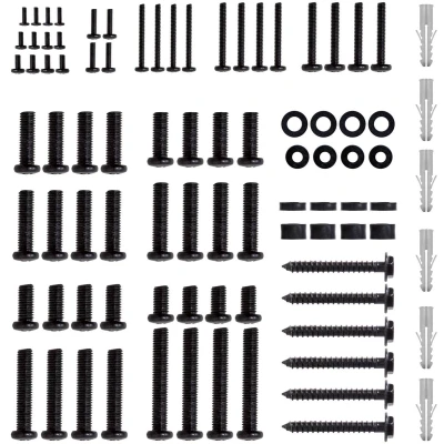 Afbeelding van Polarduck Set van 88 universele VESA schroeven, geschikt voor alle tv&#039;s tot 80 inch, inclusief M4, M5, M6, M8 tv schroeven en afstandhouders, bevestigingsmateriaal wandhouder, zwart