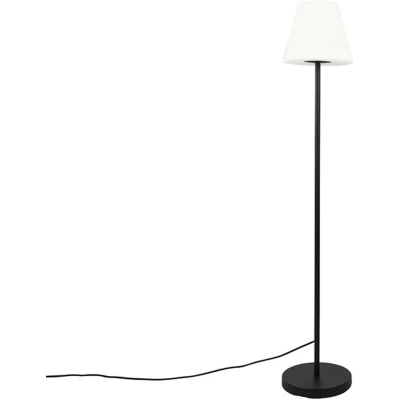 Afbeelding van QAZQA Buiten vloerlamp zwart met witte kap IP65 25 cm Virginia