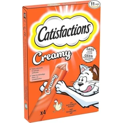 Afbeelding van 11x Catisfactions Kattensnack Kip Creamy 4 x 10 gr