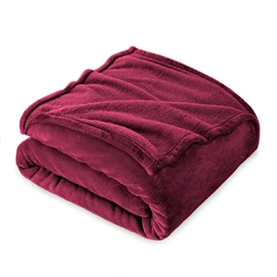 Afbeelding van Flanel fleecedeken, 130 x 160 cm, bankovertrek, fleece, deken voor eenpersoonsbed, dik, zacht en warm, hoogwaardige deken, bordeauxrood