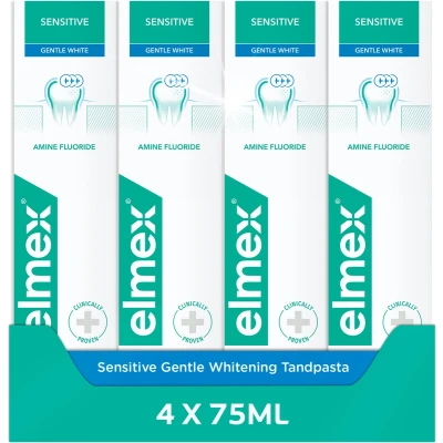 Afbeelding van Elmex Sensitive Whitening Tandpasta 4 x 75ml Voor Gevoelige Tanden Voordeelverpakking