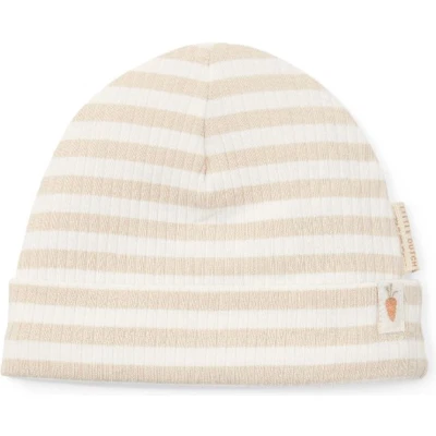 Afbeelding van Little Dutch Muts LDFEC24 Stripe Sand White Maat 62 74