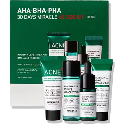 Afbeelding van Some By Mi AHA BHA PHA 30 Days Miracle AC SOS Kit 4st ( 30ml, 10ml, 20g)