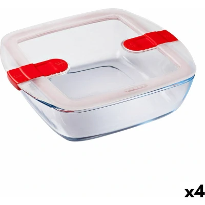 Afbeelding van Hermetische Lunchtrommel Pyrex Cook &amp; Heat 25 x 22 7 cm 2,2 L Transparant Glas (4 Stuks)