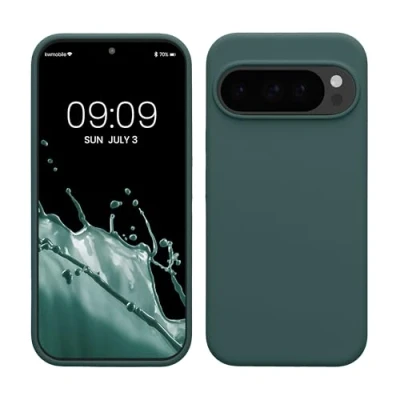 Afbeelding van kwmobile telefoonhoesje geschikt voor Google Pixel 10 / Pro Hoesje met siliconen coating Smartphone case in blauwgroen