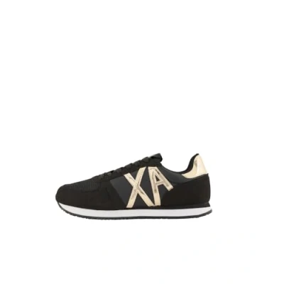 Afbeelding van Armani Exchange Sneakers laag, Dames, Maat: 36, Black/light gold Imitatieleer/ textiel