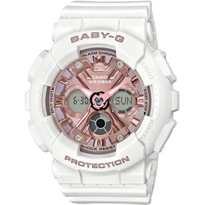 Afbeelding van CASIO Analoog kwartshorloge voor dames met harsband, Wit en roze goud, armband