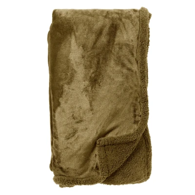 Afbeelding van Dutch Decor STANLEY Plaid 150x200 cm fleece deken met teddy en Military Olive groen