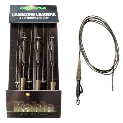 Afbeelding van Korda Leadcore Leaders 3x Hybrid Lead Clip (1m) Kleur : Weed Silt