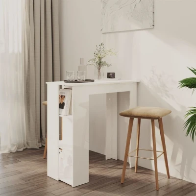 Afbeelding van Bartafel Met Schap 102X50X103,5 Cm Spaanplaat 1 / Hoogglans wit