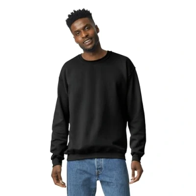 Afbeelding van Gildan Fleece sweatshirt met ronde hals, stijl G18000, trainingspak voor heren (1 stuk), zwart.