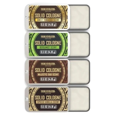 Afbeelding van Viking Revolution Eau de Cologne voor heren solide geur met kruidige vanille, zachte tabak, majestueuze oud, bergamot cadeau 4 stuks x 14 g
