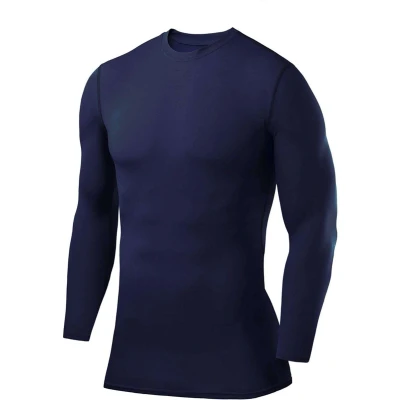 Afbeelding van Compressietop met Lange Mouwen en Ronde Hals voor Jongens Navy Eclipse (Blauw)