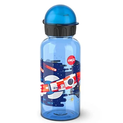 Image de Emsa N30513 Kids Tritan Gourde pour enfants Capacité : 0,4 l 100% sûre, pratique, hygiénique, étanche et sans danger Bouchon astucieux Robuste Design espace