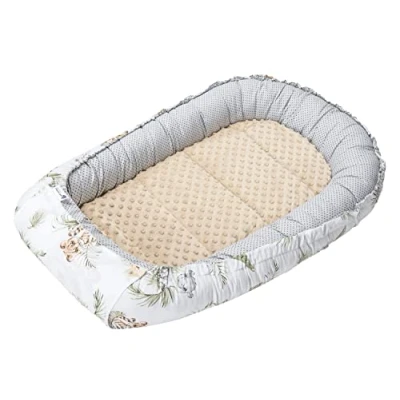 Afbeelding van Medi Partners babybedverkleiner, cocon, 100 x 60 15 cm, 100% katoen, babybedje voor pasgeborenen, kussen, afneembaar inzetstuk (dromenvanger met grijze Minky stof)