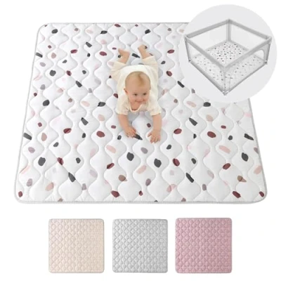 Afbeelding van Gewatteerde baby kruipdeken 127 cm, Confetti extra dikke 1,5 cm zachte kruipmat speelmat met antislip onderzijde voor kruipen, box machinewasbare speelkleed, Babykruipmat, kinderkamertapijt