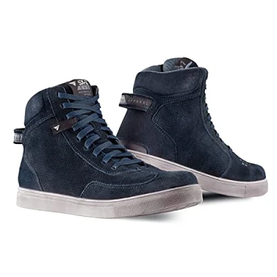 Afbeelding van SHIMA SX 2 EVO motorschoenen voor heren, ademend, versterkt leer, biker, motorlaarzen met enkelsteun, antislipzool, schakelkussen (blauw, 42)