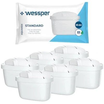 Afbeelding van Wessper Brita Maxtra Plus waterfilterset, 6 stuks, + Amazon waterfilter met actieve kool, geschikt voor Marella, waterkaraf