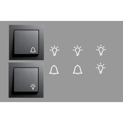 Afbeelding van Set van 4 schakelaarstickers Met lampen en 2 belletjes In wit Universeel Voor Smart Home Switch (RP29/2) (14 mm)