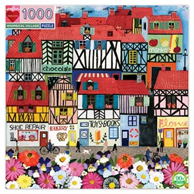 Afbeelding van eeBoo 1000 stukjes Whimsical Village puzzel van gerecycled karton voor volwassenen, PZTWSV, meerkleurig, 1 EA