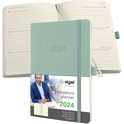 Afbeelding van Sigel agenda 2024 Conceptum A5 softcover 2 pagina&#039;s / 1 week mint groen SI C2438