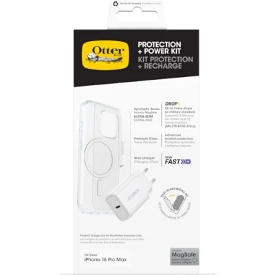 Afbeelding van Otterbox Protection + Power KIT EU Set (hoesje beschermglas lader) Apple iPhone 16 Pro Max Transparant, Wit MagSafe compatible