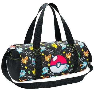 Afbeelding van Pokemon Sporttas voor kinderen, zwembadtas, reizen, weekend, strand, voetbal, fitnessstudio, jongens, meisjes, Pikachu, officiële accessoires, zwart/multi, gymtas